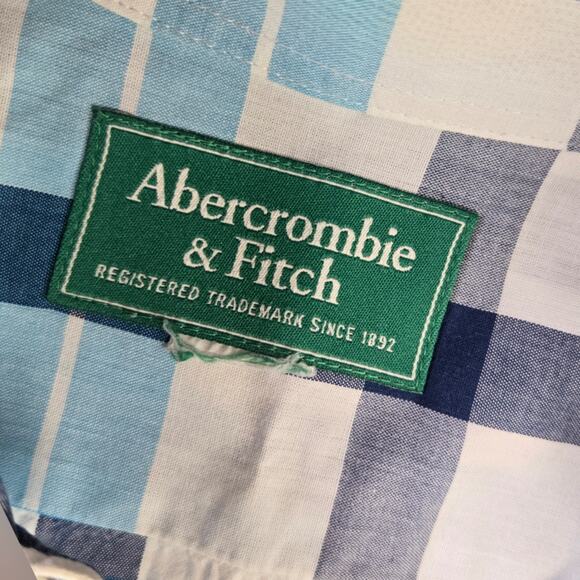 Abercrombie & Fitch Blue and White Plaid Button Down Shirt sz L - Picture 2 of 3